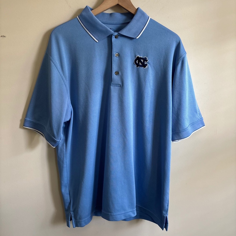PGA Tour North Carolina Tar Heels Polo Shirt Mens XL Light Blue NC Embroidered